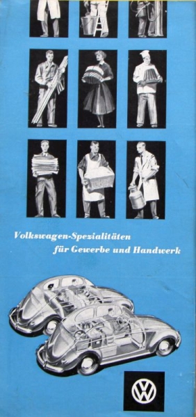 Volkswagen Beetle Modelprogram 1955 "Spezialitaeten fuer Gewerbe und Handwerk" Carbrochure (1118)
